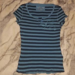 Aéropostale Blue Striped Faded Print Top!